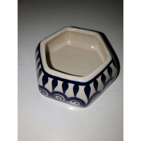 A Boleslawcu Polish Hand Made Ceramic Pottery Trinket Dish Home Decor Signed - Picture 8 of 9